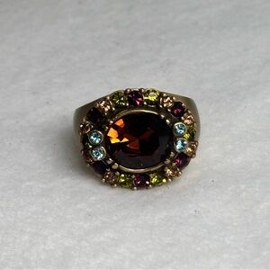 Heidi Daus Elegant Multicolor Oval Gemstone Ring, Cocktail, size 9.5